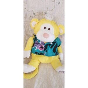 Vintage 1987 Fisher-Price Puffalump Yellow Monkey Nylon Plush w/ Hawaiian Shirt